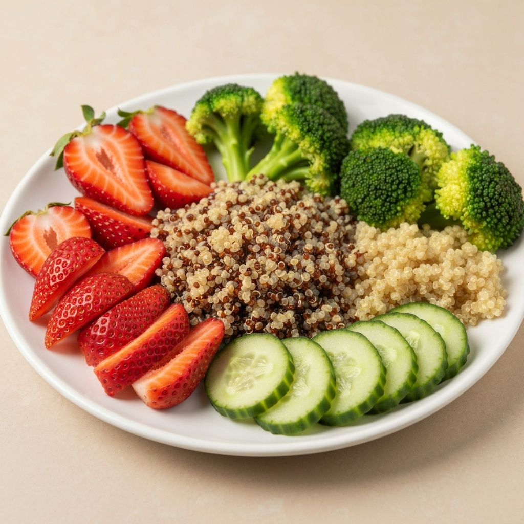 Balanced nutritional meal with diverse food groups